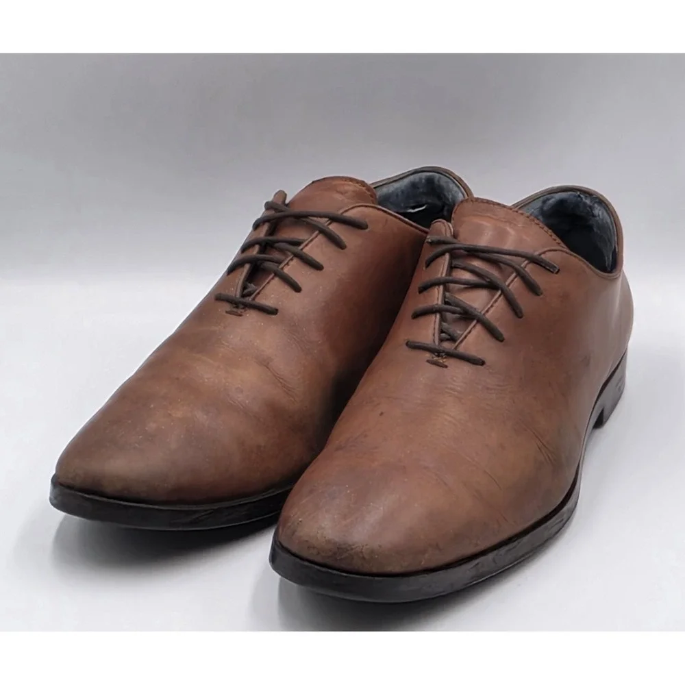 Cole Haan Jefferson Grand Brown Leather Plain Toe Oxford Shoes Mens 10.5M